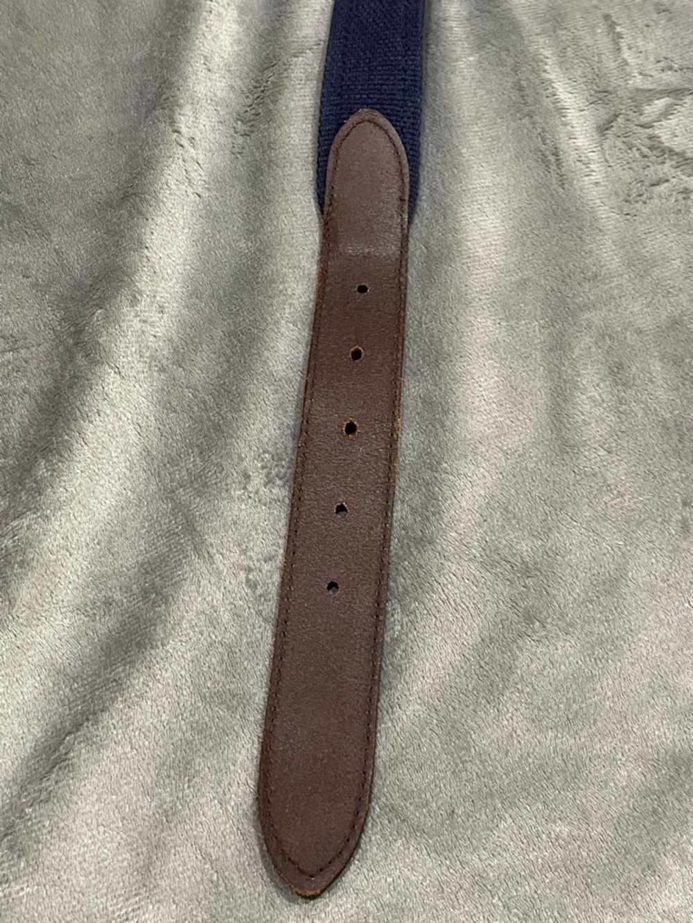 Vineyard Vines Navy Woven Whale-Pattern Belt with Brass Buckle - Picture 7 of 7